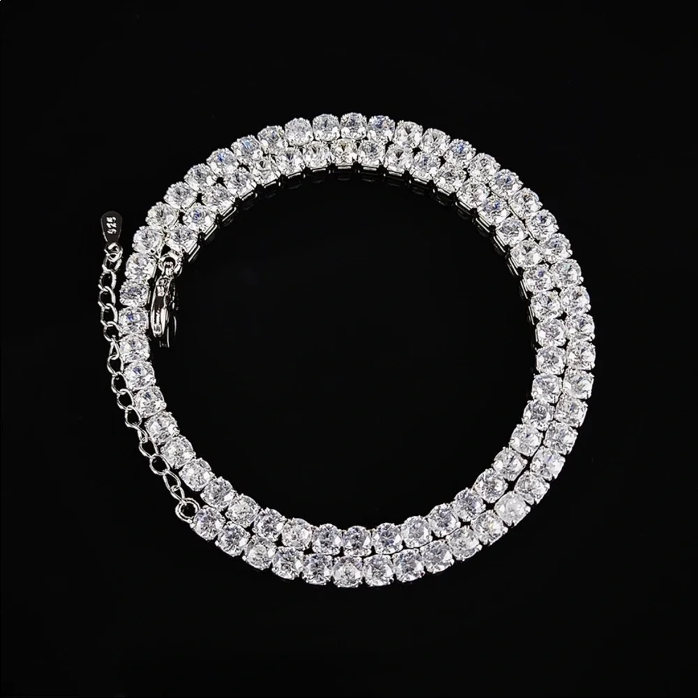 NEW TENNIS 925 STERLING SILVER DIAMOND CHOKER NECKLACE - Picture 3 of 4